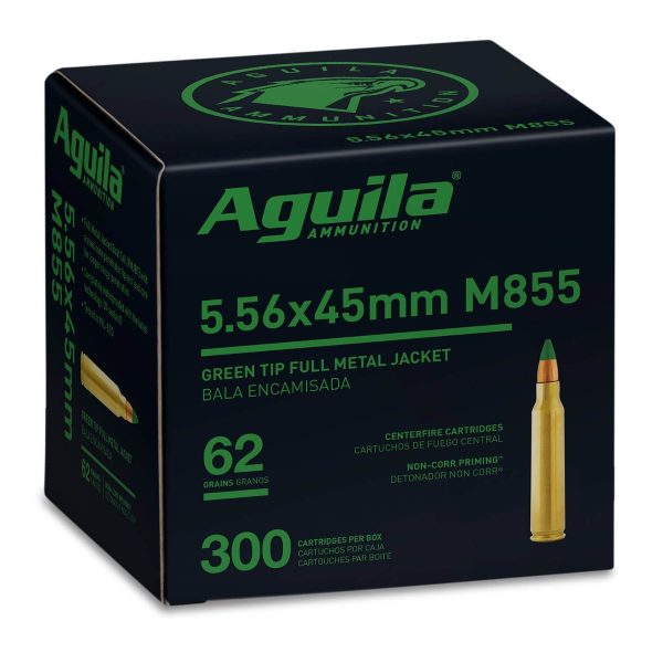 Aguila Ammunition 5.56NATO Rifle Ammo - 62 Grain | FMJ Green Tip | 1200rd Case